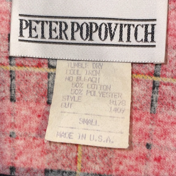 •PETER POPOVITCH•NWT VINTAGE BUFFALO PLAID GOLD BUTTON 3/4 SLEEVE BLOUSE SMALL - Picture 7 of 10